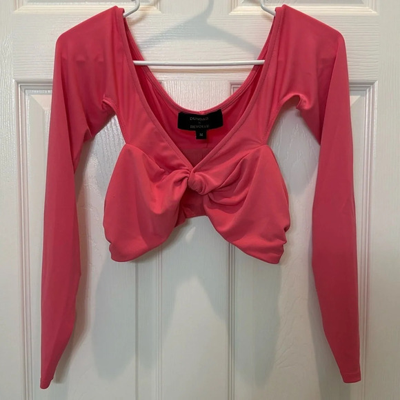 Dundas x Revolve Elowen Cropped Top in Hot Pink Size Medium - Picture 4 of 10